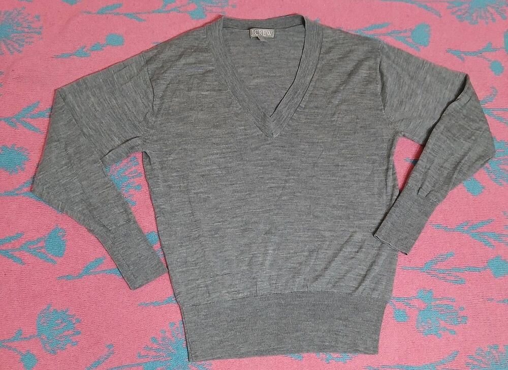 J.crew RE-IMAGINED womens small fine merino wool gray sweater dolman sleeve